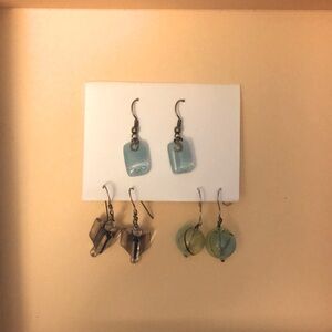 Estate Sale Collection 3 Pairs Vintage Artisan Glass Earrings